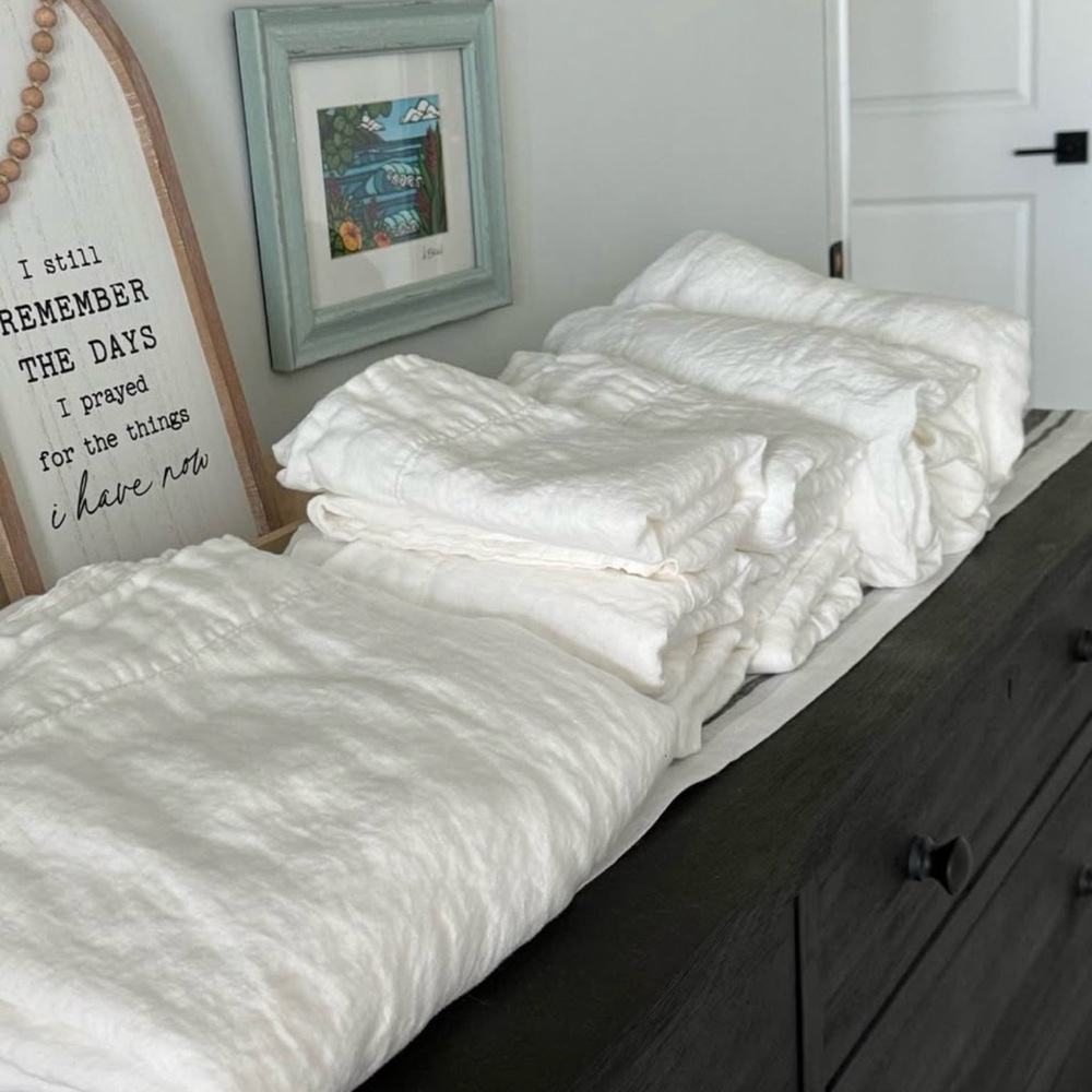 Parachute white linen sheet set for split King adjustable bed with 6 king cases!